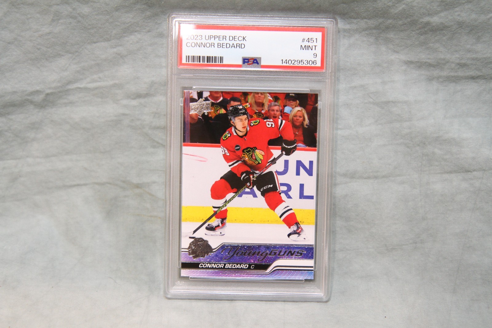 2023 Upper Deck Chicago Blackhawks Young Guns Connor Bedard RC PSA 9 RC #451