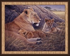 FAMILY of PRIDE Fabric Quilt Panel 36" x 45", Lion, Cat, Wildlife, Safari, Jungl