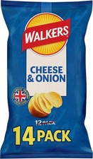 Walkers Cheese and Onion Crisps Multipack 12x25g Great British Potatoes