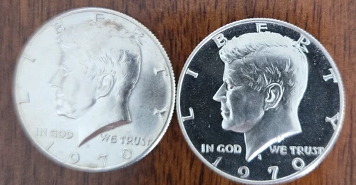 1970 D and S 40% Silver Proof and BU Kennedy Half Dollar 2 Coin Set
