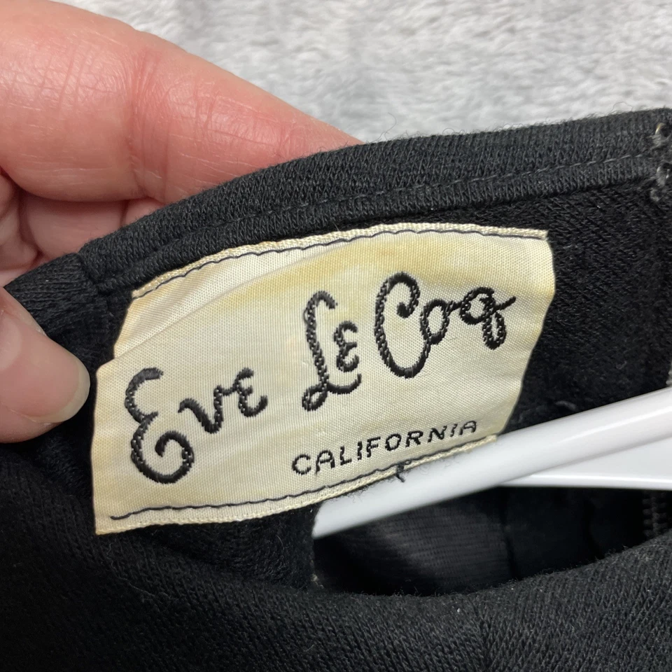 Vestido Vintage Eve Le Coq Alta Costura Para Mujer S Negro Lana Manga Larga Cuello Alto Años 60 Foto 3 de 4