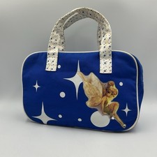 DISNEY Tinkerbell Blue White Travel Cosmetic Makeup Toiletry Pencil Bag Case