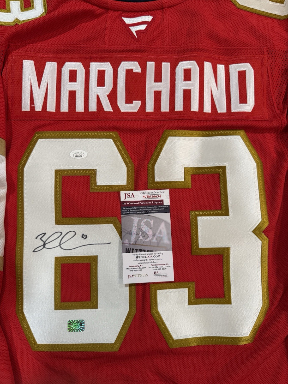 Brad Marchand Autographed Signed Florida Panthers Fanatics Premium authentic Jersey JSA COA 