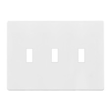 Triple Toggle Switch Wall Plate Screwless 3 Gang White Polycarbonate Heavy Duty