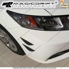 Carbon Fiber Print Front Bumper Canards Lip Chin Valence Fins Universal Fit 4PCS