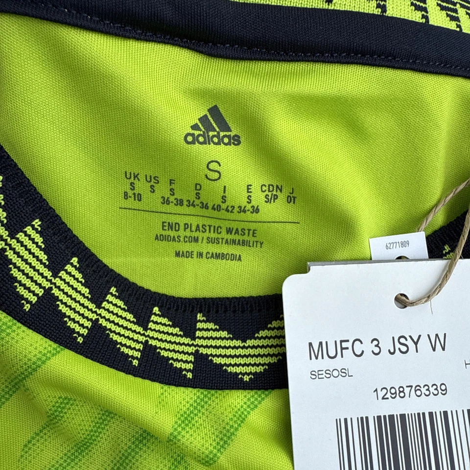 Nueva con etiquetas Adidas Mujer S Manchester United 22/23 Tercera Camiseta Semi Solar Slime H64061 Foto 4 de 4