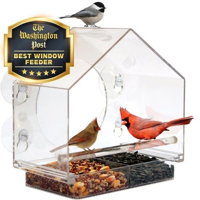 Transparent Acrylic Window Bird Feeder - Strong Suction, Easy Clean, Cat Viewing