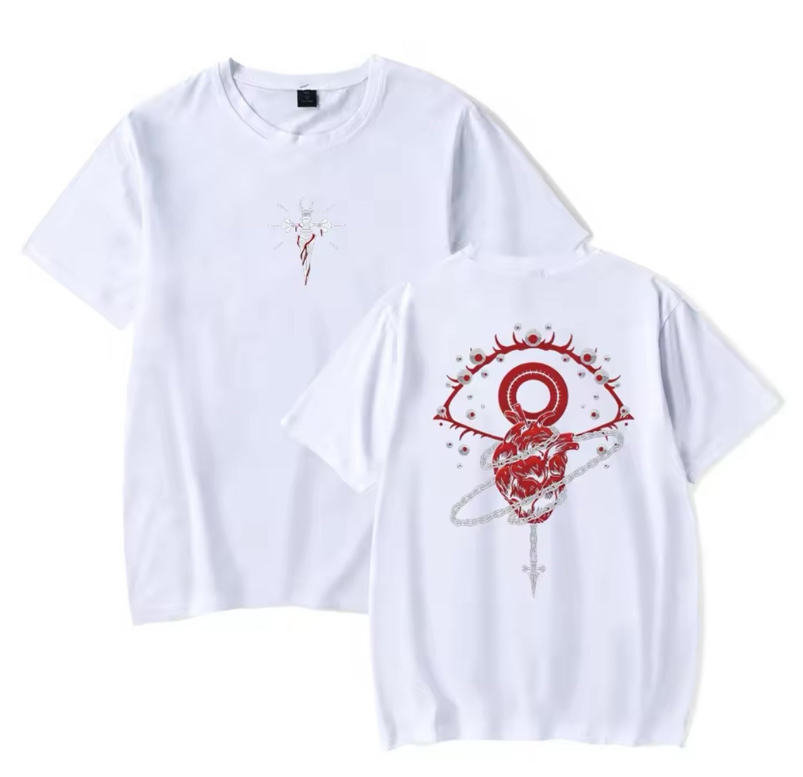 Anime Hunter X Hunter Print T-shirt Men Kurapika Chain Scarlet Eyes Graphic