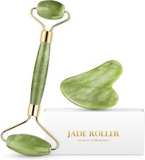 Jade Roller  Gua Sha Set Facial Massager for Eyes, Neck and Whole Body Muscles,