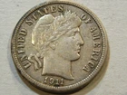 1911 barber silver dime ten cent US coin