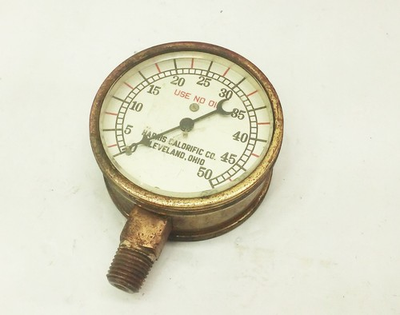 #ad Vtg antique Brass 2 7 8quot; pressure gauge beveled glass industrial steampunk 1900s $26.99