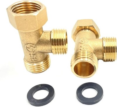 2pcs 1/2'' 3 Way Brass Tee Diverter Connector, Outlet Easy Connect Tee Valve f