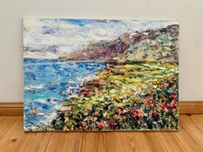 Blooming Coast Impasto Oil Painting On Canvas Summer Landscape Wall Art Decor