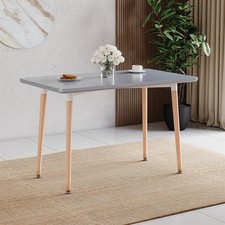 Modern Dining Table 2/3/4 Seater Wood Legs Kitchen Room Furniture White Grey