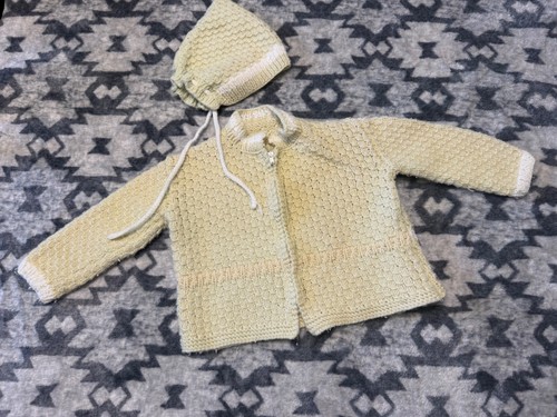 Vintage Infant Sweater And Bonnet Set