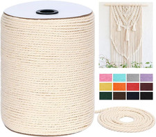 4mm Natural Cotton Macrame Cord 328 Yards 3 Strand Rope Craft