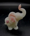 Fenton Signed Satin Art Glass Berries & Blossoms Elephant Figurine Trunk Up!