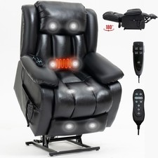 Black Genuine Leather Electric Power Lift Rec...