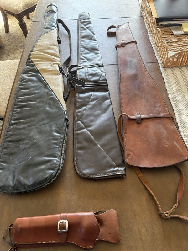 Vintage Soft Rifle Gun Cases Lot of 2 +leather Scabbard + Leather Holster Lefty