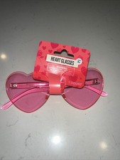 Unisex Heart Shaped Plastic Pink Sunglasses