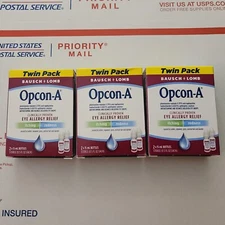 Exp 01/27 Bausch Lomb Opcon-A Twin Pack Eye Allergy Relief Drops- 6 Bottle Total