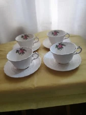 Spode Jewel Copeland Billingsley Rose 4 Cup 4 Saucer England 1926 Red Stamp B6