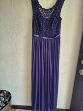 Davids Bridal Purple Lace & Chiffon Maxi Dress Size 10