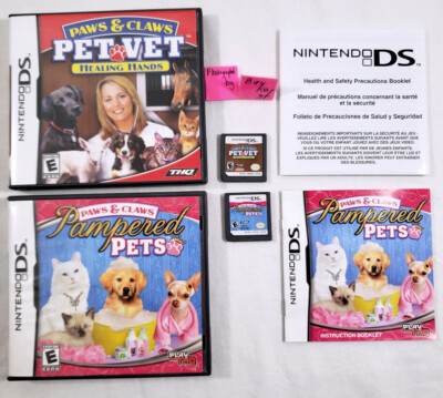 Paws Claws Pet Vet Healing Hands + Pampered Pets DS AUTHENTIC Nintendo COMPLETE