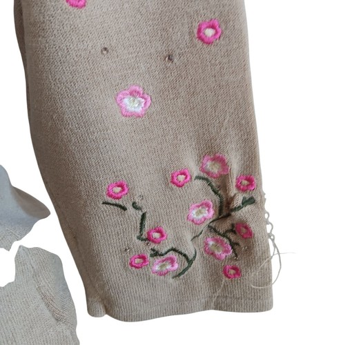 Women's Medium Vintage Top 90's Kathy Ireland Pink Floral Embroidery 3/4 Sleeves - Picture 3 of 8