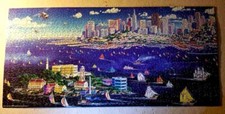 SUNSOUT 1000 Piece SAN FRANCISCO HARBOR VIEW Jigsaw PUZZLE Shore Boats COMPLETE