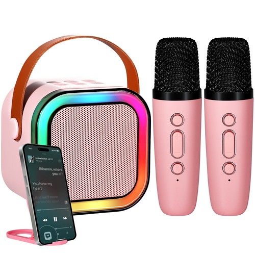 Risebass Mini Karaoke Machine for Kids Adults, Portable Bluetooth Speaker with 2 - 第 1/7 張圖片