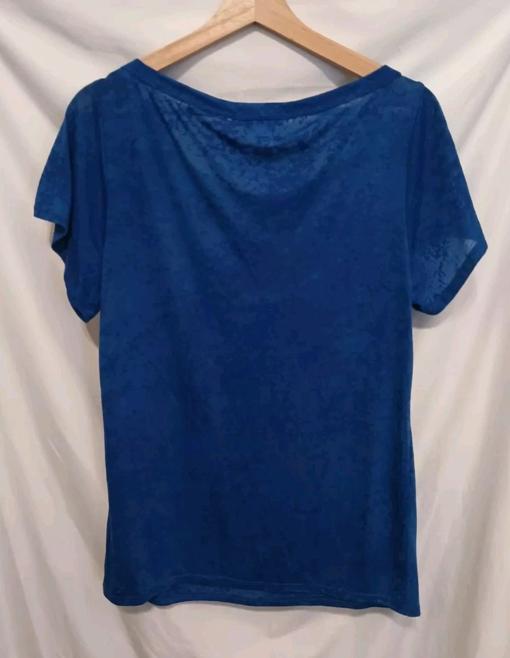 Camisa Pullover LaRok Mujer XS Azul Manga Corta Joyas Foto 3 de 4