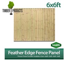 *PACK OF 3* 6x6 Tanalised Pressure Treated Feather Edge Panel Heavy Duty Fence