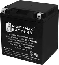 YTX30L-BS -12 Volt 30 AH, 385 CCA, Rechargeable Maintenance Free SLA AGM Motorcy