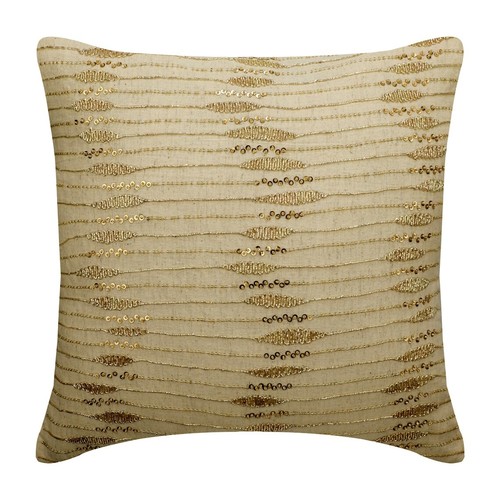 Couch Pillow Case Gold 16"x16", Home Decor Linen Fabric - Gold Twinkling - Picture 1 of 3