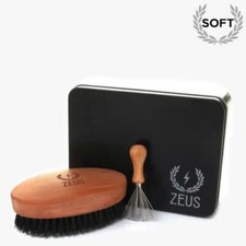 Cepillo militar ovalado Zeus con limpiador de cerdas - 100 % cerdas de jabalí - suave