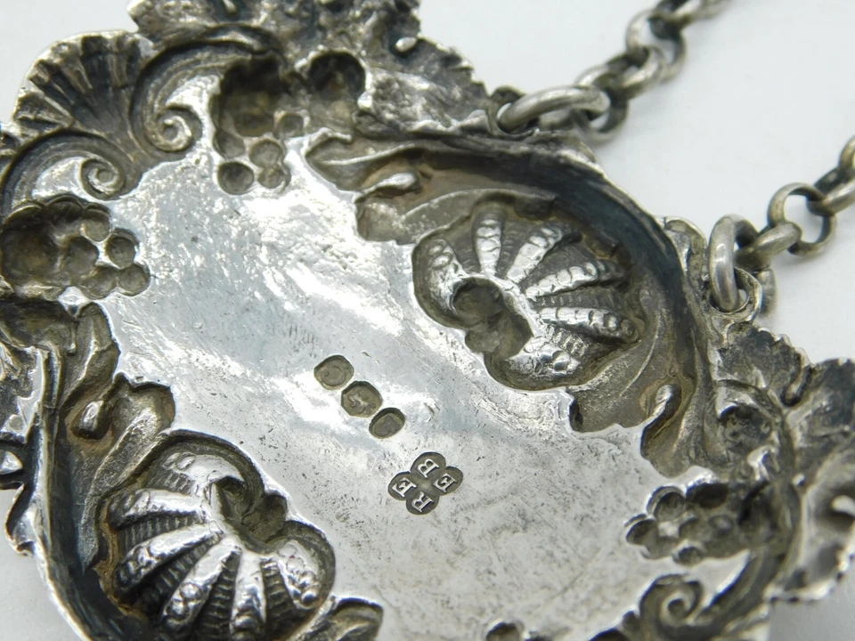 Antigua etiqueta de jarra de puerto con patrón de concha de plata esterlina Jorge III Londres 1818 Foto 4 de 4