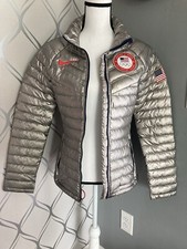 Nike Aeroloft Silver Womens Olympics Puffer Coat Size Small Euc