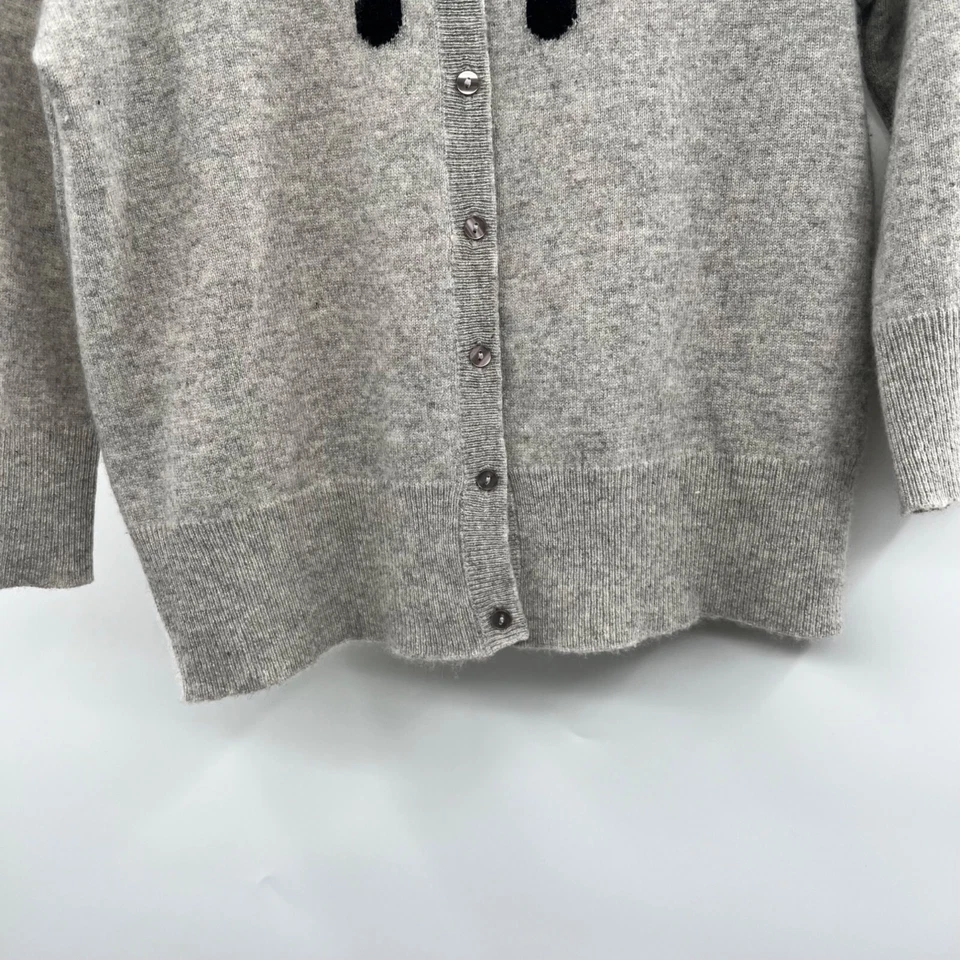 Maison Jules Cashmere Polka Dot Cardigan Button Up Gray/Black Size Medium - Image 3 of 4