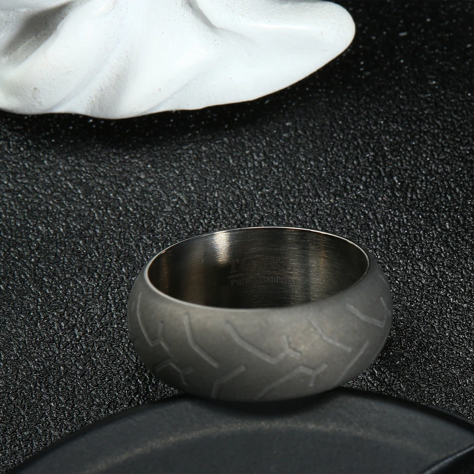 Tire Ring Wedding Bands for Men Fashion Rings Engagement Rings Comfort Silver - Image 4 of 4