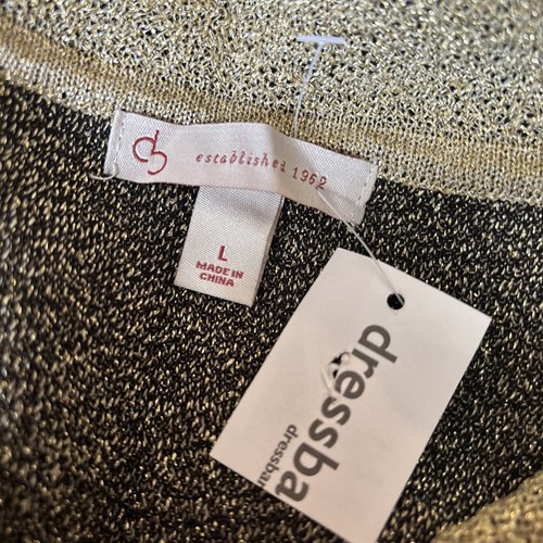 NWT Dressbarn Ombré Gold Black Glitter Cowl Neck Sweater Sz L Holiday Party - Picture 5 of 6