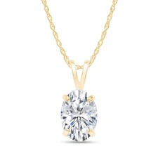 1.02 Ct EGl Certified F-G SI Diamond Solitaire Pendant Necklace 14K YG Lab Grown