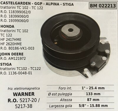 Kupplung Solenoid BRUMAR BM022213 Castelgarden-Ggp-Alpina-Stiga und Weitere