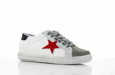 scarpe sneakers basse donna bianco grigio stella rossa made in italy nuovo  | eBay