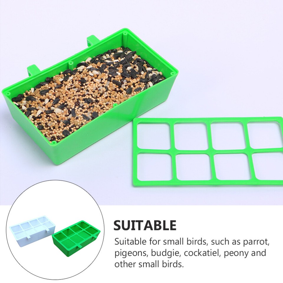 2 Pcs Bird Supply Eight Grid Food Box Parrot Prevent from Getting Dirty