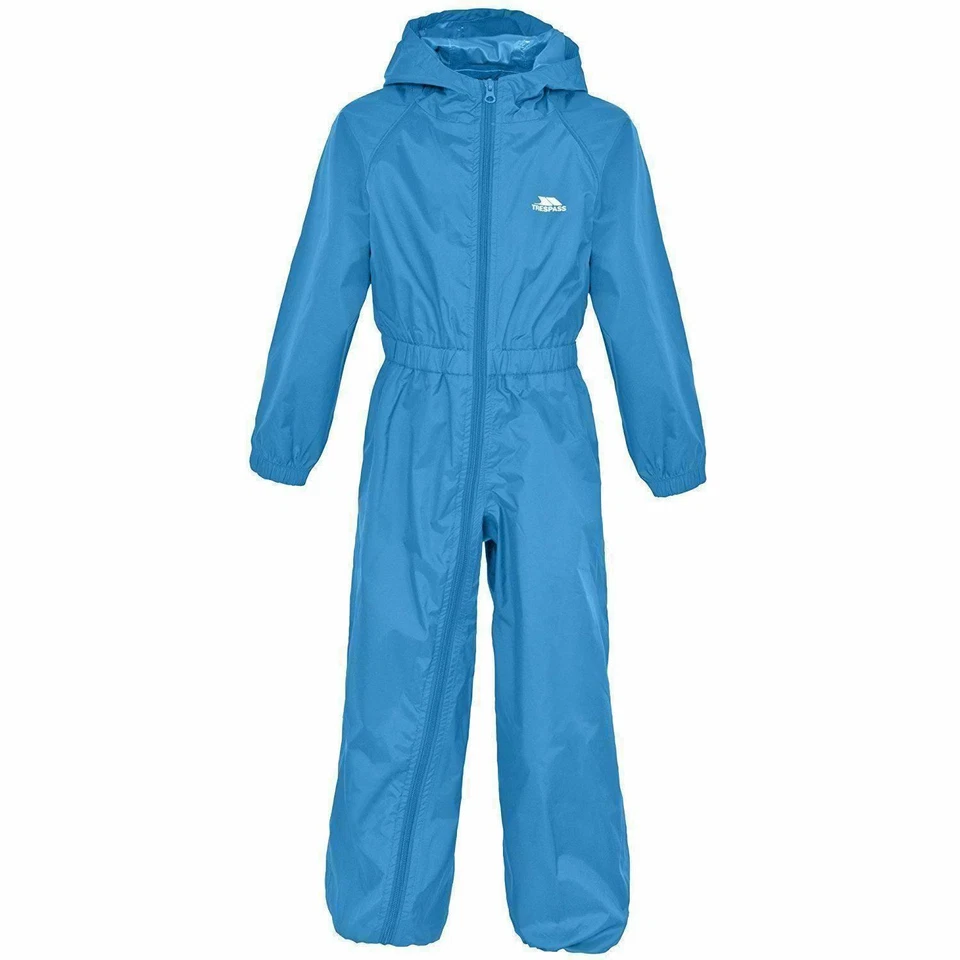 Trespass Kids Button II Waterproof Breathable All in One Rain Puddle Suit