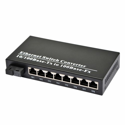 1 Pair 10/100M Fiber Optical Media Converter 8 RJ45 1 SC Singlemode Single Fiber - 第 1/5 張圖片