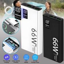 Banco de alimentación portátil 66W 30000mAh 2 USB cargador súper rápido paquete de baterías externas