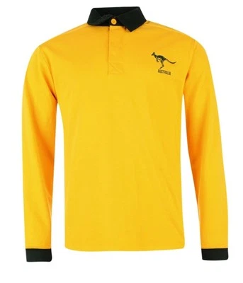RWC Australie Rugby Manches Longues Polo Jaune NOIR TAILLE S Ou M Neuf