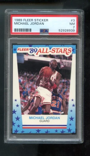 1989-90 Fleer Sticker #3 Michael Jordan PSA 7 Graded Basketball Card NBA 89-90